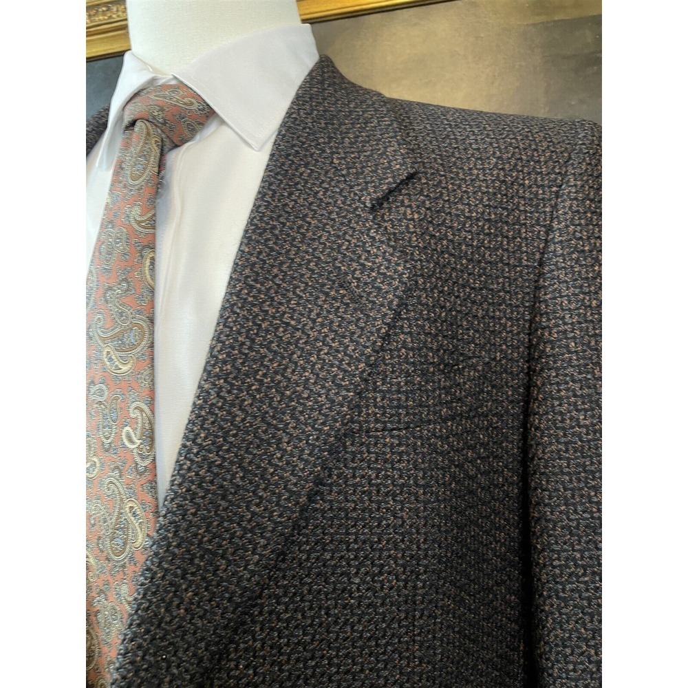 VTG Mancillas International 42R Wool & Silk Knit Black Gray Bronze 2Btn Blazer
